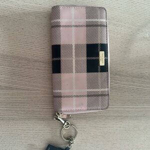 Kate Spade Pink and Black Plaid Wallet